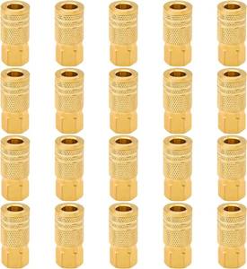 lot 261701 image: 14-Inch Brass Female Industrial Coupler, 20 Pack 14 Inch Air Hose Fittings NPT Female Quick Connector for Professional Jobsites and Automotive Shops