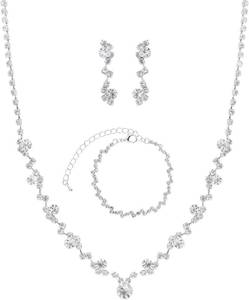 lot 261711 image: Jmkcoz Women Jewelry Set Silver Necklace Earrings Bracelet Rhinestone Crystal Bridal Wedding Jewelry Sets for Brides Bridesmaid Wedding Party