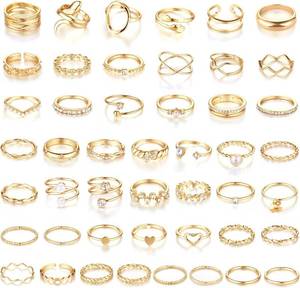 lot 261713 image: CHICUTIE Gold Knuckle Rings Set For Women Stackable Joint Finger Midi Rings Dainty Cubic Crystal Zirconia Simple Hollow Twist Cute Rings Pack Jewelry Gift