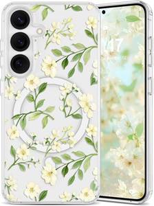 lot 261714 image: EYZUTAK Magnetic for Samsung Galaxy S22 Case Clear, Cute Flower Case Beige