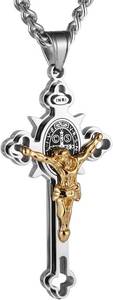 lot 261724 image: HZMAN Stainless Steel St. Benedict Crucifix Cross Necklace for Men