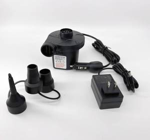 lot 261727 image: Portable Electric Air Pump, Quick-Fill Inflator, Dual ACDC Power, Multiple Nozzles, Black
