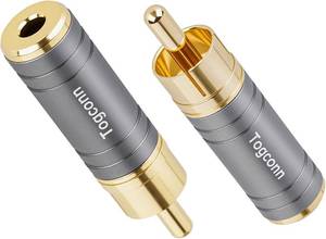 lot 261729 image: RCA to 3.5mm 18 Inch Audio Adapter 2Pack, RCA (Male) Plug to 2-Pole 3.5mm 18 TS Mono (Female) Jack Converter Connector Gold-Plated Plugs & (Aluminum Shell) for Headphones, Speakers and More