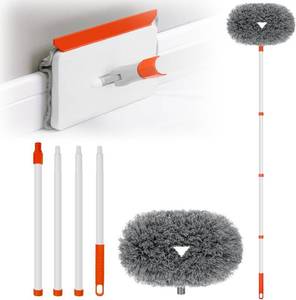 lot 261730 image: Baseboard Cleaner Tool with Handle, Extendable Long Handle Baseboard Cleaning Duster with Reusable Pads for Floorboard, Ceiling Fan Blade Cleaner Duster (Gray)