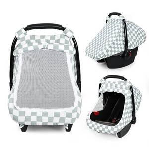 lot 261732 image: DILIMI Car Seat Covers for Babies, Muslin Cotton Baby Car Seat Cover with Breathable Mesh Window, Summer Infant Car Seat Canopy for Boys Girls Newborn, Green Plaid