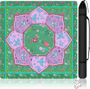 lot 261736 image: Chinoiserie Mahjong Mat with Carrying Bag, 31.5 X 31.5 Noise Reduction Mahjong Table Cover, Non Slip Gaming Mat for Board Tile Games Poker Card Dominoes, Mahjong Gifts Mahjong Accessories