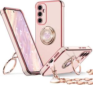 lot 261744 image: XYZ for Galaxy A35 5G Case with Stand, for Samsung Galaxy A35 Phone Case with Double Ring, Women Girls Bling Luxury Protective Phone Case Heart for Samsung A35, Pink