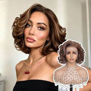 lot 361679 image: Brown Synthetic Lace Front Wig 10 Inch Body Wavy Bob wig