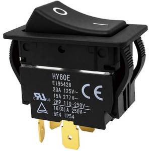 lot 361688 image: HY60E Rocker Switch 20A 125V AC 4-Terminal DPST ON-Off (1-Pack) for Select Tabletop Power Tools and Industrial Equipment, Panel-Mount ON-Off Control, 15A 277V AC, 2HP 110-250V AC