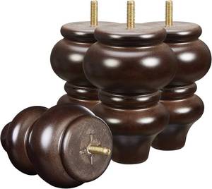 lot 361694 image: Wood Furniture Legs 5 inch Sofa Legs Pack of 4,Round Couch Legs Espresso Mid Century Desk Legs,Sofa Replacement Parts,for Dresser Legs Sideboard Recliner Couch Circle Chair Couch Riser Coffee Table