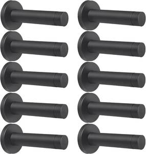 lot 361696 image: DOKU 10Pcs Door Stop, 3.5 Inch Heavy Duty 304 Stainless Steel Door Stopper with Rubber Tips Bumper, Wall Mounted Door Holder Protection Sound Dampening, Matte Black