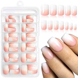 lot 361702 image: 144pc Square Press on Nails Short Fake Nails Ombre Glue on Nail Press ons