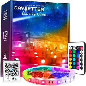 lot 361706 image: DAYBETTER Led Lights for Bedroom, 32.8ft Led Strip Lights RGB Color Changing Strip Light with Remote Control, Led Light for Room Decor, Home Decor