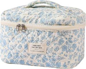 lot 361733 image: uekeboag Large Travel Quilted Makeup Bag for Women (01Lithtblue-flower)