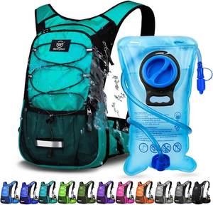 lot 361735 image: Mothybot Insulated Hydration Backpack Pack with 3L BPA Free Leak Proof Water Bladder, Large Storage Lightweight Hiking Daypack with Waist Pouches & Cooler Layer, for Running, Biking, Camping, Festival