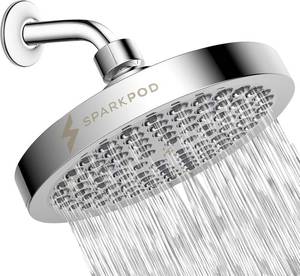 lot 361742 image: SparkPod Rain Shower Head, 6 Inch Round, Luxury Polished Chrome Finish