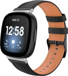 lot 361768 image: TiMOVO Leather Band Compatible with Fitbit Versa 4Versa 3Sense 21, Black