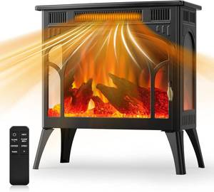lot 187285 image: Retails for $192 COWSAR Realistic Flame Electric Fireplace Stove, 5001500W Freestanding Fireplace Heater with Remote Control and Timer, Adjustable Fireplace Stove Flame Color and Speed, Log Set & Crystal Options