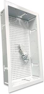 lot 461509 image: Retails for $150 White Box In-Wall Retrofit Media Enclosure for Samsung The Frame TVs, One Connect Box & Streaming Devices   Steel Flush Mount Cable Management