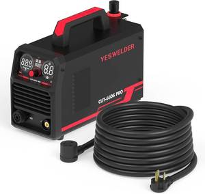 lot 471610 image: Retails for $455 YESWELDER CUT-60DS PRO Non-High Frequency Plasma Cutter, Non-Touch Pilot Arc Digital Display Plasma Cutting Machine & 8 AWG 40ft 250Volt Welder Extension Cord