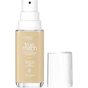 lot 29318 image: LOreal Paris True Match Super-Blendable Foundation, Medium Coverage Liquid Foundation Makeup, W2.5, Light Medium, 1 Fl Oz - Retail $10