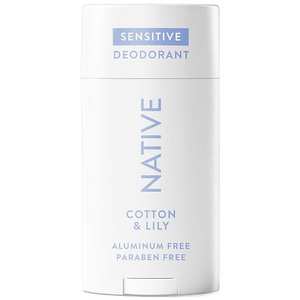 lot 29321 image: Native Sensitive Deodorant For Women  Aluminum Free Deodorant Stick  Cotton & Lily  2.65 oz - Retail $23