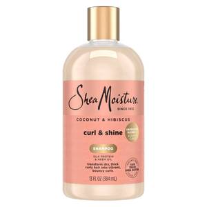 lot 29327 image: Shea Moisture Shampoo Curl and Shine for Curly Hair Coconut and Hibiscus Paraben Free Shampoo 13 oz - Retail $10