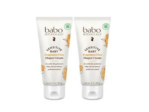 lot 29345 image: Babo Botanicals Sensitive Baby Fragrance-Free Diaper Cream - 25% Natural Zinc Oxide - Calendula, Shea & Cocoa Butter - EWG Verified - Vegan- From birth on - 2-Pack - Retail $28