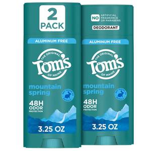 lot 29393 image: Tom��s of Maine Mountain Spring Natural Deodorant, 3.25 oz (2 Pack) - Retail $14