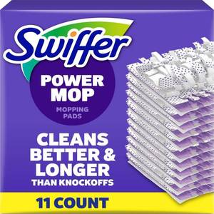 lot 29402 image: Swiffer PowerMop Multi-Surface Mopping Pad Refills for Floor Cleaning, 11 Count, WhitePurple - Retail $17