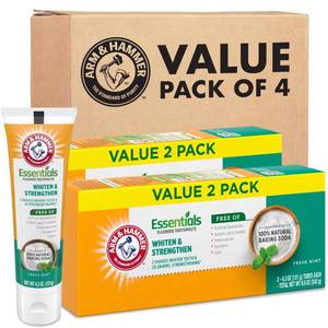 lot 29415 image: ARM & HAMMER Essentials Fluoride Toothpaste, Fresh Mint, 4-Pack - Retail $15