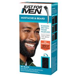 lot 29424 image: JUST FOR MEN Mustache & Beard Dye, Keratin, Black M-60 (1 Pack) (the brush is chipped at the end, see Picture for reference) - Retail $12