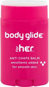 lot 29467 image: Body Glide For Her Anti Chafe Balm  Chafing stick with added emollients  Great for dry, sensitive skin andor sensitive areas  Use on chest, bra, butt, groin, arm, and thigh chafing  1.5oz - Retail $12