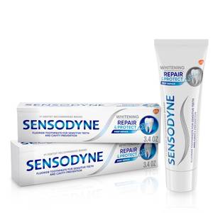 lot 29475 image: Sensodyne Repair and Protect Whitening Toothpaste, 3.4 oz (Pack of 2) - Retail $13