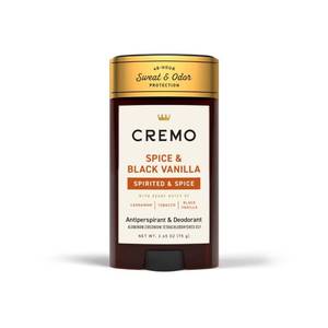 lot 29497 image: Cremo Deodorant & Antiperspirant for Men, Spice & Black Vanilla, 2.65 oz - Retail $9