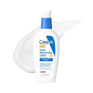 lot 29516 image: CeraVe AM Facial Moisturizing Lotion, SPF 30 Face Sunscreen, 3oz - Retail $15