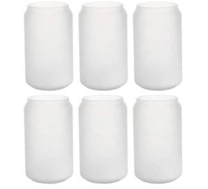 lot 29532 image: Frosted Glass Mug with Lid and Straw - Blank Cups Ready to be Personalized with Heat Press or Convection Oven - 6 Pack (16oz) - Retail $20