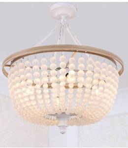 lot 29533 image: 4 Light Beaded Semi Flush Mount Ceiling Light Boho Ceiling Lighting Fixture - Retail $165