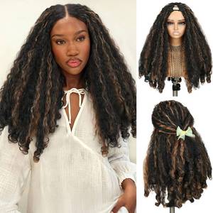 lot 29538 image: Quantum Love Yaki Curly V Part Wigs for Black Women Afro Curly V Part Synthetic Braided Hair 24 Inch Mix Brown Kinky Curly Clip in Half Wig with Bouncy Curls - Retail $23