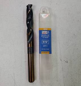 lot 29547 image: 916  Reduced Shank HSS Black & Gold KFD Drill Bit  12  Shank  3-Flat Shank. - Retail $12