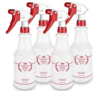 lot 29554 image: Empty Spray Bottles, Heavy Duty Sprayer, Mist & Stream, 4 Pack 24 Oz - Retail $14