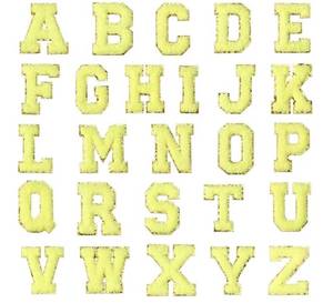 lot 29559 image: 26Pcs Chenille Letter Patches, A-Z Alphabet Self Adhesive Chenille Patches Embroidered Patch Stickers for DIY Fabric Clothing Shoes Bags - Retail $10