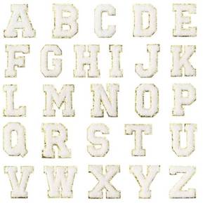 lot 29560 image: 26Pcs Chenille Letter Patches, A-Z Alphabet Self Adhesive Chenille Patches Embroidered Patch Stickers for DIY Fabric Clothing Shoes Bags - Retail $10