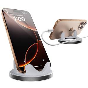 lot 29566 image: Aluminum Cell Phone Stand, Desk Phone Stand Cradle Dock, Cell Phone Stand for Desk, Phone Stand Holder for iPhone 16 15 14 13 Pro Max, Samsung, 4-8 Smartphones iPad Office Desk Accessories - Retail $6