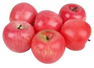 lot 29589 image: Fake Fruit Artificial Apples, Set of 6 Decorative Fruit Lifelike Faux Apples Realistic Fruits Apple Decorations for Kitchen, Realistic Fake Fruits Party Props Home Decor - Retail $15