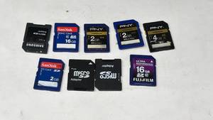 lot 1 image: Lot of 9 Memory Cards SD SDHC microSD SanDisk PNY Fujifilm 2GB-16GB - Retail $0
