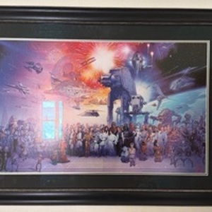 lot 9 image: Framed Star Wars Poster Print with Space Opera Scene - Retail $0
