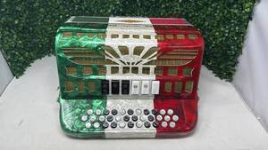 lot 20 image: SofiaMari Accordion Green White Red Italian Flag Design for parts or repair.  - Retail $0