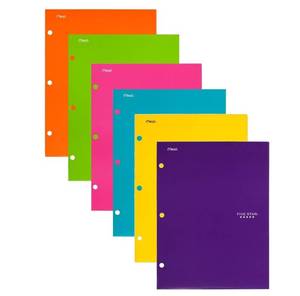 Five Star Four-Pocket Portfolio  8 1/2 x 11  Assorted Colors  Trend Design  6/Pack -MEA38056
