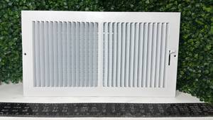 lot 143 image: White Ceiling Air Register Vent with Damper Control - Retail $0